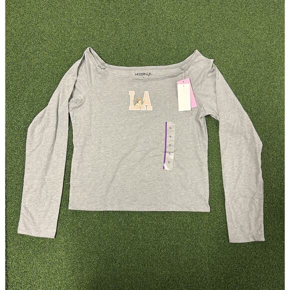 Modern Lux Graphic Tee Shirt Womens Large Gray LA Cupid Long Sleeve Fashionable - Picture 1 of 5